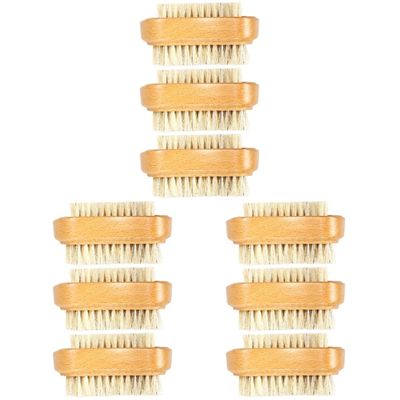 FOMIYES 9pcs Double-Sided Wooden Bristle Nail Brush for Nail Cleaning and Art Gentle Skin for Manicure and Design