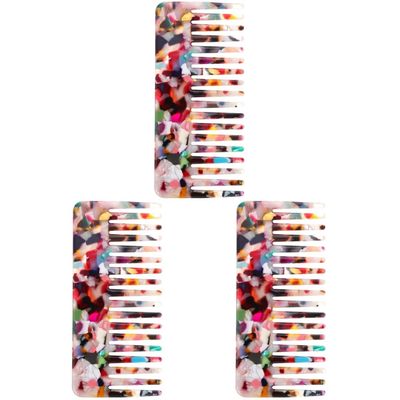 KALLORY 3pcs Wide Tooth Detangling Comb -static Lightweight Hair Comb for Thick Curly and Wavy Hair Fashionable Household Accessory for Easy Grooming and Styling