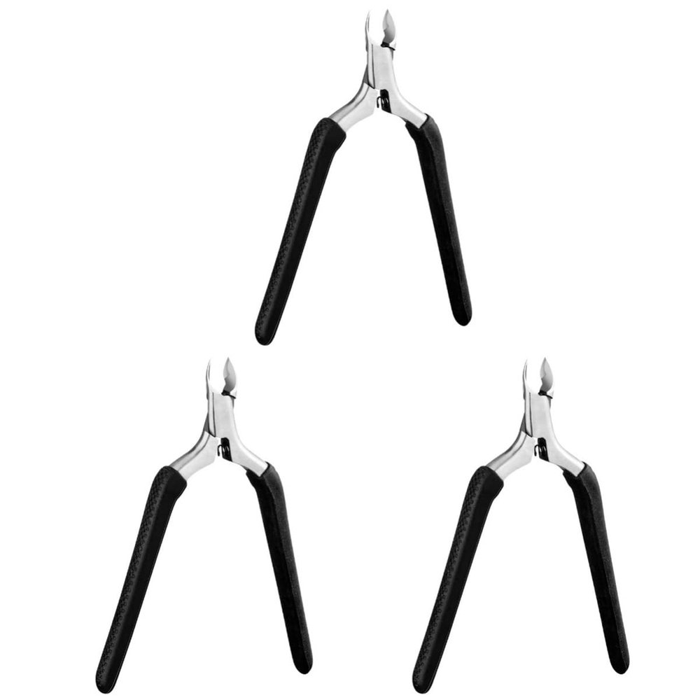 ULTECHNOVO 3pcs Sturdy Dead Skin Removing Tool Compact Nail Cuticle Trimmer Fashionable Black Design for Daily Use Stainless Steel Cuticle Nipper Precision Dead Skin Scissor for Manicure