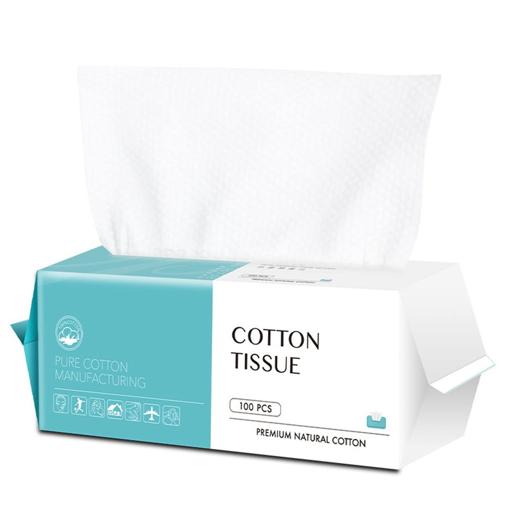 Facial Towel, 100% Plant-Based Fiber, Lint-Free Facial Towel, Extra Thick Disposable Facial Towel, Wet and Dry For Sensitive Skin, Makeup Remover, Multipurpose Cleansing Cloth, 100 Count, 1 Pack