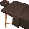 3 Pieces Massage Table Spa Sheet Set 600 Thread Count Ultra Soft Egyptian Cotton - 1 Fitted Sheet 1 Flat Sheet 1 Face Rest Cover - Chocolate view 1