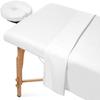 3 Pieces Massage Table Spa Sheet Set 600 Thread Count Ultra Soft Egyptian Cotton - 1 Fitted Sheet 1 Flat Sheet 1 Face Rest Cover - White view 1
