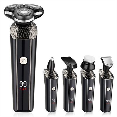BUZZNN Electric Razor for Men, 4 in 1 Rotary Razors, Waterproof Rechargeable Mens Rotary Shavers, Beard Nose Trimmer, Cordless Shaver, Wet/Dry Rotary Shaver, Black