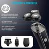 BUZZNN Electric Razor for Men, 4 in 1 Rotary Razors, Waterproof Rechargeable Mens Rotary Shavers, Beard Nose Trimmer, Cordless Shaver, Wet/Dry Rotary Shaver, Black view 4