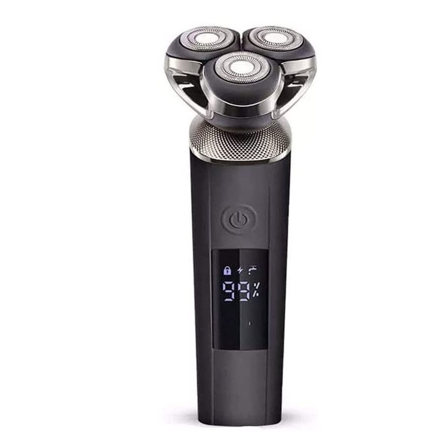 BUZZNN Electric Razor for Men, Waterproof Rechargeable Mens Rotary Shavers, LED Display, Cordless Electric Shaver, Wet/Dry Rotary Shaver, Black