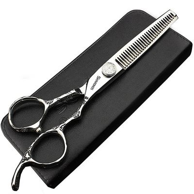 6/7 inch professional hairdressing scissors set exquisite rose pattern hairdressing special scissors styling tool stainless steel multifunctional hairdressing set (6in Tooth)