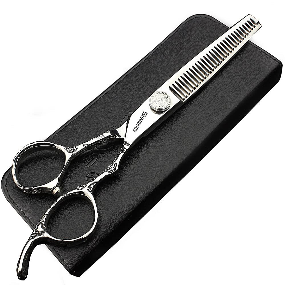 6/7 inch professional hairdressing scissors set exquisite rose pattern hairdressing special scissors styling tool stainless steel multifunctional hairdressing set (6in Tooth)
