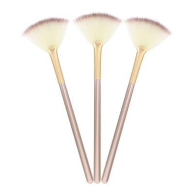 Beaupretty 3pcs Fan Makeup Brush Highlighter and Powder Applicator for Cheekbones and Contours Soft Fibers for Daily and for Teen Girls and Festivals