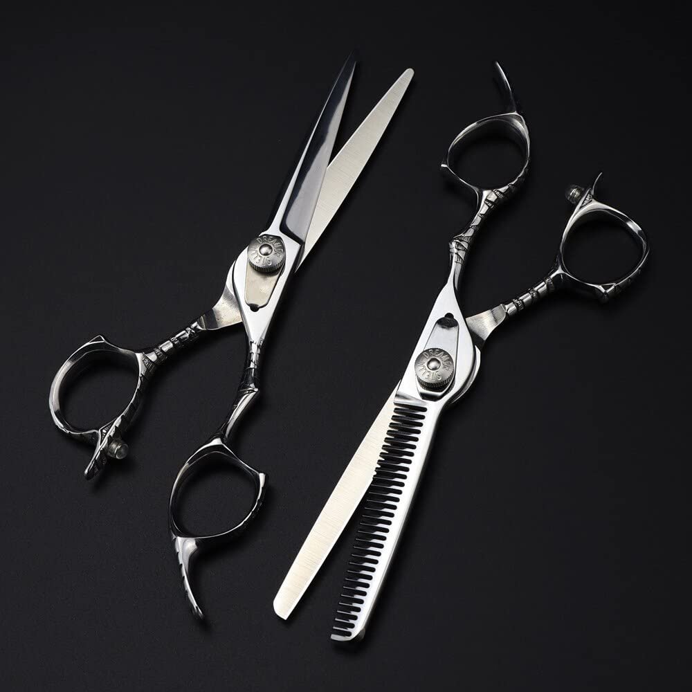 Professional Hair Cutting Shears, 6 Inch Professional Japan 440c 9cr13 Steel Upscale Hair Scissors Cutting Barber Haircut Thinning Shears Hairdresser Scissors (Color : Set)