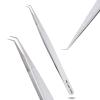 Isolation Tweezer Eyelash Extension Curved Degree Tweezers for Isolation  14cm Japanese Stainless Steel, Best for Individual Isolation & Classic Lashes Eyelash Twisers (Silver Pantone) view 1