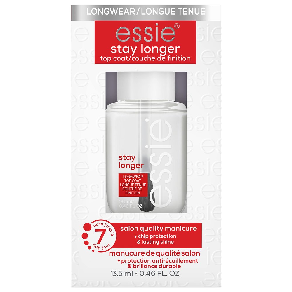 essie Nail Care, Salon-Quality Longwear Top Coat, 8-Free Vegan, Stay Longer, 0.46 fl oz