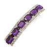 Purple Acrylic Bead/Clear Crystal Barrette Hair Clip Grip In Silver Tone - 80mm Across view 1