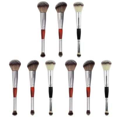 FOMIYES 9pcs Makeup Supplies Portable Double-ended Brush for Eye Shadow Blush Highlighter