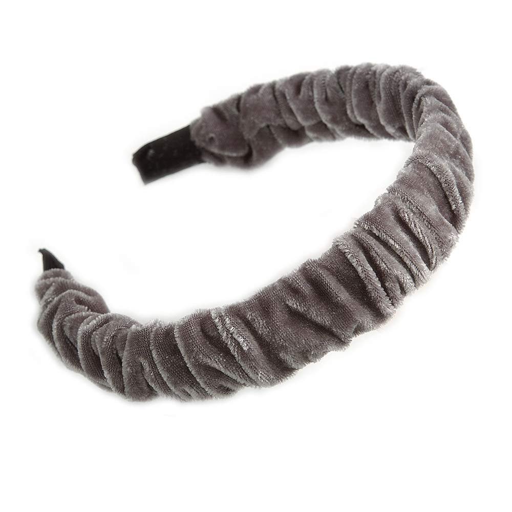 Grey Velour Fabric Flex HeadBand/Head Band