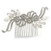 Bridal/Wedding/Prom/Party Silver Tone Clear Crystal Floral Hair Comb - 90mm W view 1