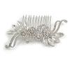 Bridal/Wedding/Prom/Party Silver Tone Clear Crystal Floral Hair Comb - 90mm W view 4
