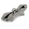 Clear/Ab Crystals Bow Barrette Hair Clip Grip In Black Tone - 100mm Across view 1