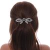 Clear/Ab Crystals Bow Barrette Hair Clip Grip In Black Tone - 100mm Across view 2
