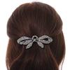 Clear/Ab Crystals Bow Barrette Hair Clip Grip In Black Tone - 100mm Across view 3
