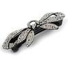 Clear/Ab Crystals Bow Barrette Hair Clip Grip In Black Tone - 100mm Across view 4