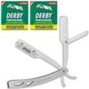 the shave factory Straight Edge Razor Kit - with Single | Stainless Steel razors for men from (Matte / 200 Derby Professional Blades) view 1