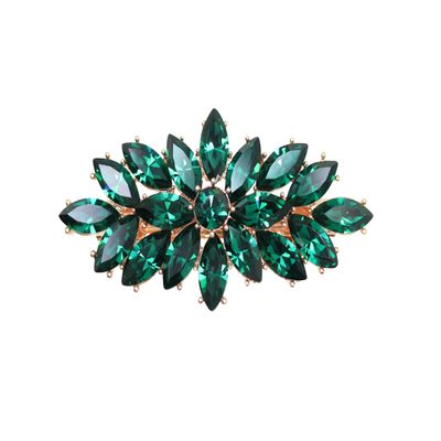 Faship Gorgeous Green Rhinestone Crystal Floral Hair Barrette Clip