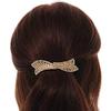 Clear Crystal Bow Barrette Hair Clip Grip In Gold Plated Metal - 90mm view 3