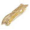 Clear Crystal Bow Barrette Hair Clip Grip In Gold Plated Metal - 90mm view 4