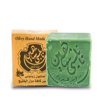 1 Pcs Nabulsi Soap Laurel Soap with Soap Green Olive Oil Laurel Soap Cold Pressed Glycerin Natural 100% Organic Moisturizing and Handmade Cleanser for all types of face, hair and body Free of chemicals (1pcs / 83 gm )   
