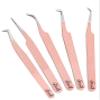 SIVOTE Lash Tweezers for Eyelash Extensions, Pack of 5 Peach  Lash Extension Tweezers Set with Diamond Grip, Precision Fiber Tip for Volume Eyelash Extensions view 1