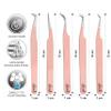 SIVOTE Lash Tweezers for Eyelash Extensions, Pack of 5 Peach  Lash Extension Tweezers Set with Diamond Grip, Precision Fiber Tip for Volume Eyelash Extensions view 4
