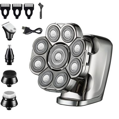 Head Shavers for Bald Men, 9D Shaver for Bald Men 6-in-1 with Nose/Body Trimmer Floating Head Electric Shaver Wet/Dry LED Display Mens Grooming Kit