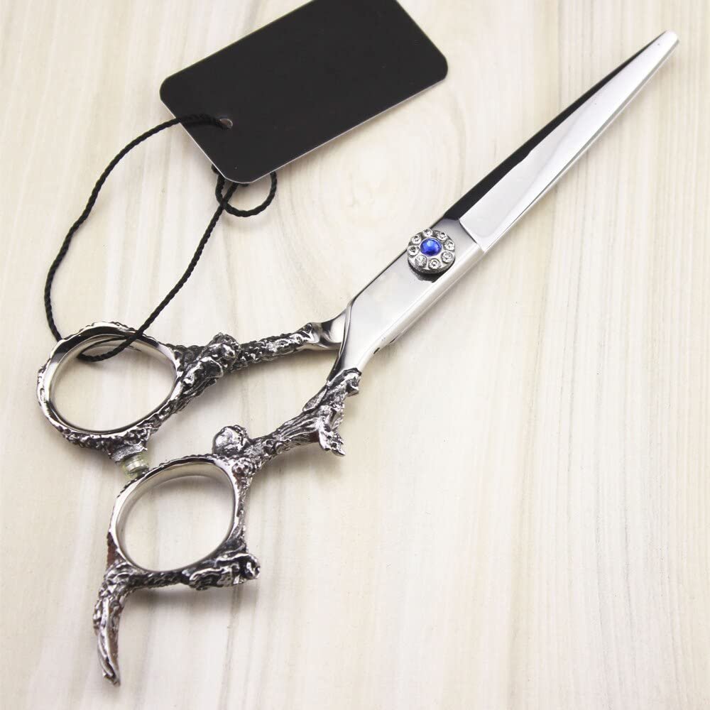 Professional Hair Cutting Shears, 6 Inch Professional Japan 440c Steel Gem Dragon Handle Hair Scissors Cutting Barber Haircut Thinning Shears Hairdresser Scissors (Color : Cutting scissor)