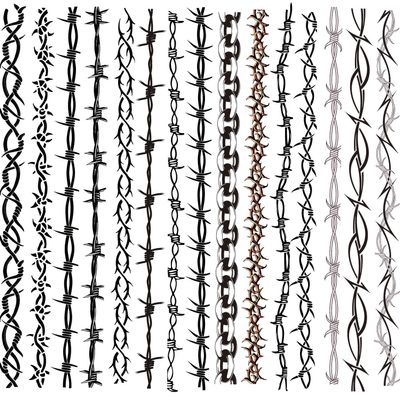 Barb Wire Temporary Tattoo,Adult Long Barbed Wire Tattoo Pamela Anderson Costume Kids Black Fake Wrist Tattoos for Halloween Costume,15-Sheet