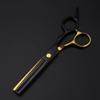 Professional Hair Cutting Shears, 6 Inch Professional Japan 440c 6cr Steel Black Gold Hair Scissors Cutting Barber Haircut Thinning Shears Hairdresser Scissors (Color : Set) view 3