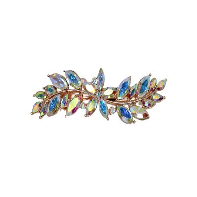 Faship Multicolors AB Rhinestone Crystal Small Floral Hair Barrette Clip