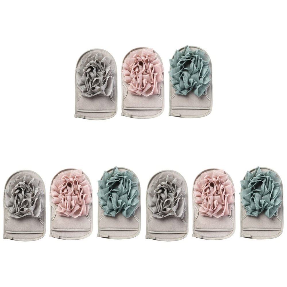Cabilock 9 Pcs Double Sided Bath Towel Exfoliator Remover Gloves Kids Bath Gloves Mesh Pouf Shower Ball Gloves for Cleaning Body Scrub Gloves Back Skin Care Pe Material Rub Mud