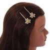 2 Bridal/Prom Clear Crystal Flower Hair Grips/Slides In Gold Tone - 65mm Across view 2