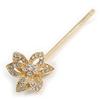 2 Bridal/Prom Clear Crystal Flower Hair Grips/Slides In Gold Tone - 65mm Across view 4