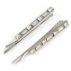 2 Rhodium Plated Clear Glass Stone Bar Hair Grips/Slides - 55mm view 1
