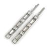 2 Rhodium Plated Clear Glass Stone Bar Hair Grips/Slides - 55mm view 2