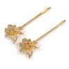 2 Bridal/Prom Clear Crystal Rose Flower Hair Grips/Slides In Gold Tone - 65mm Across view 1