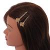 2 Bridal/Prom Clear Crystal Rose Flower Hair Grips/Slides In Gold Tone - 65mm Across view 2