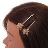 2 Bridal/Prom Clear Crystal Rose Flower Hair Grips/Slides In Gold Tone - 65mm Across view 3