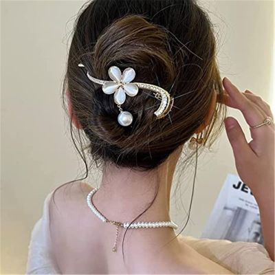 Aphro 2022 Ins Style Elegant Hairpin, Pearl Hair Claw, Butterfly Hair Clip, Trendy Pearl French Hair Barrettes Ins Styling Hair Clips Strong Hold Hair Jaw Clips for Women Girls (#1)
