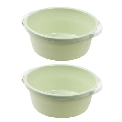 Cabilock 2pcs Large Green Plastic Wash Basin Household Face and Foot Basin for Kitchen and Bathroom Use Non-Slip Design