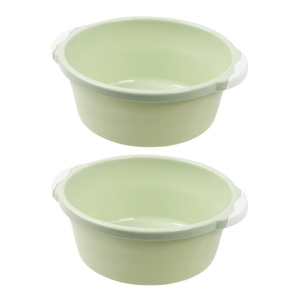 Cabilock 2pcs Large Green Plastic Wash Basin Household Face and Foot Basin for Kitchen and Bathroom Use Non-Slip Design