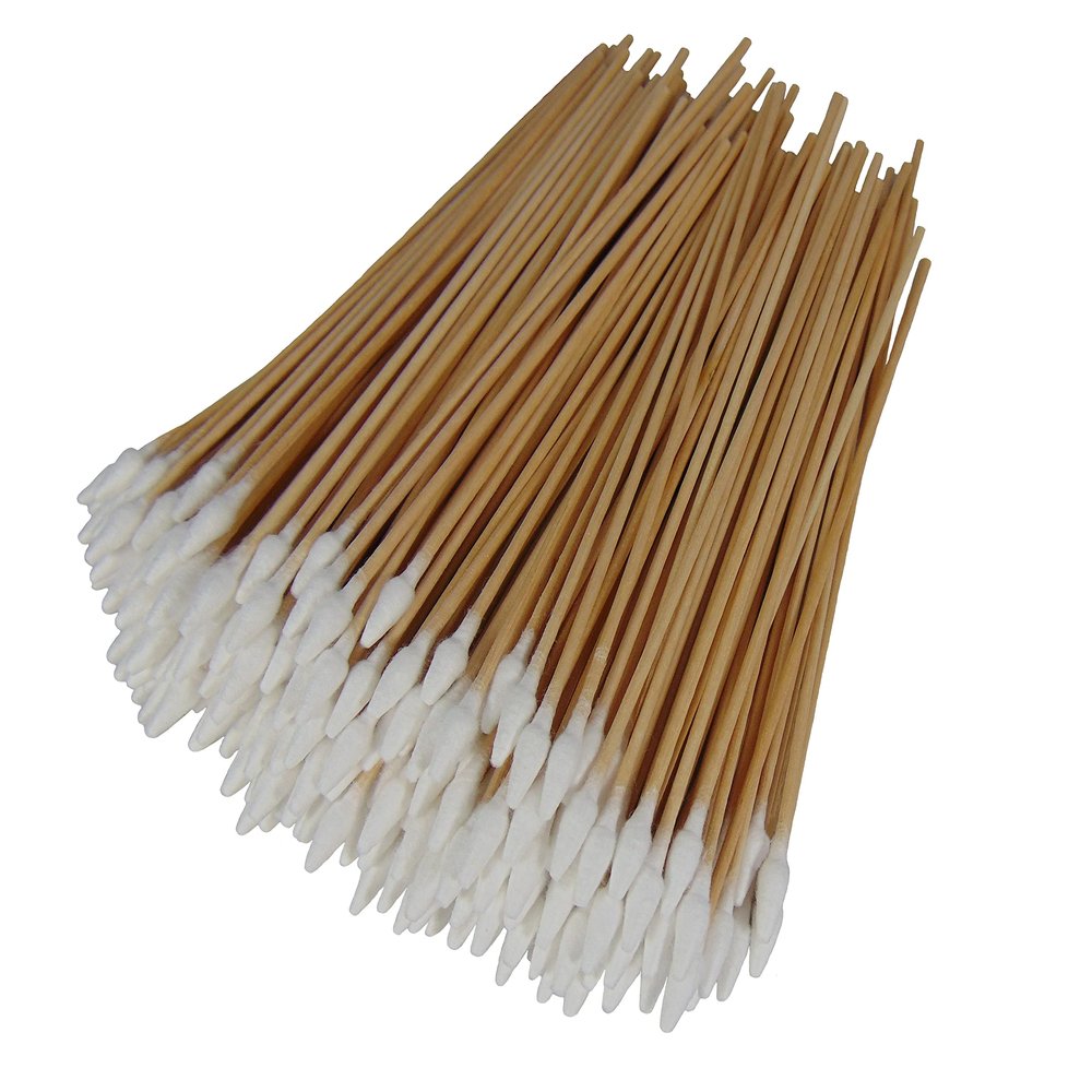 (Single Tapered) Type-III 200pc Weapon Cleaning Swabs, 6 Inch Double Sided Cotton Swabs (Single Tapered)