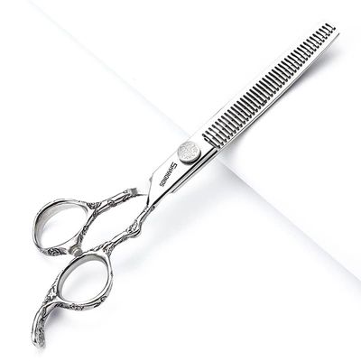 6/7 inch professional hairdressing scissors set exquisite rose pattern hairdressing special scissors styling tool stainless steel multifunctional hairdressing set (7in Tooth.)