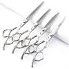 6/7 inch professional hairdressing scissors set exquisite rose pattern hairdressing special scissors styling tool stainless steel multifunctional hairdressing set (6in 4pc.) view 1